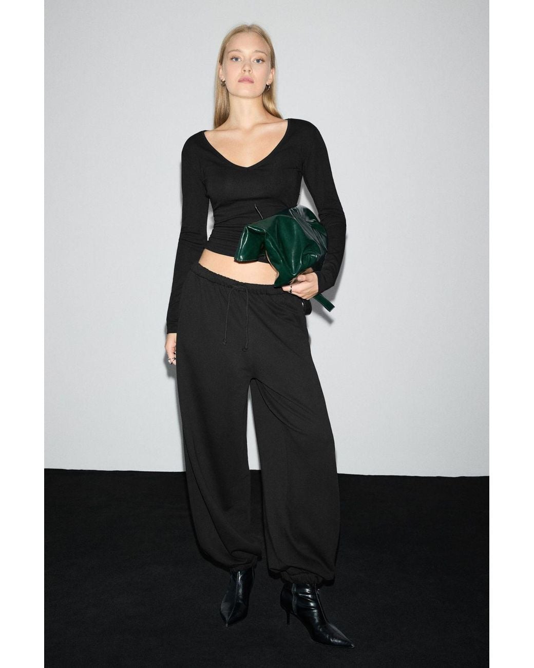 Grimelange Black Relaxed Straight-Leg Sweatpants