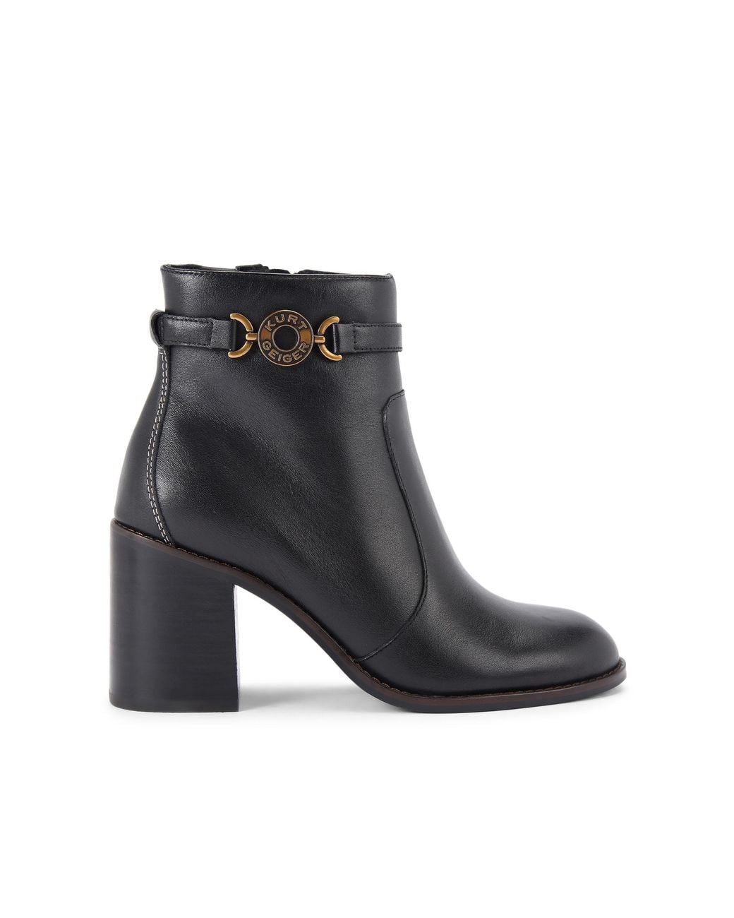 Kurt Geiger Black Leather Bromley Block Heel Boots
