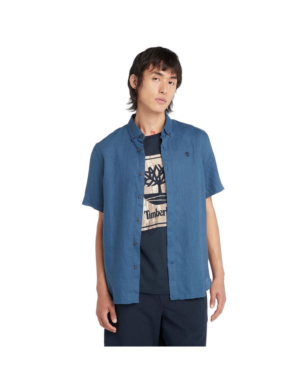 Timberland Blue Mill Brook Linen Short-Sleeve Shirt For for men