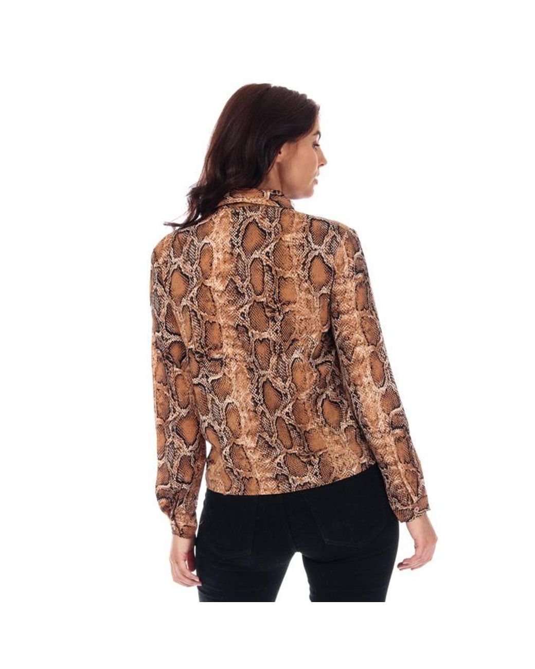 Brave Soul Brown Snake Print Tie Front Blouse