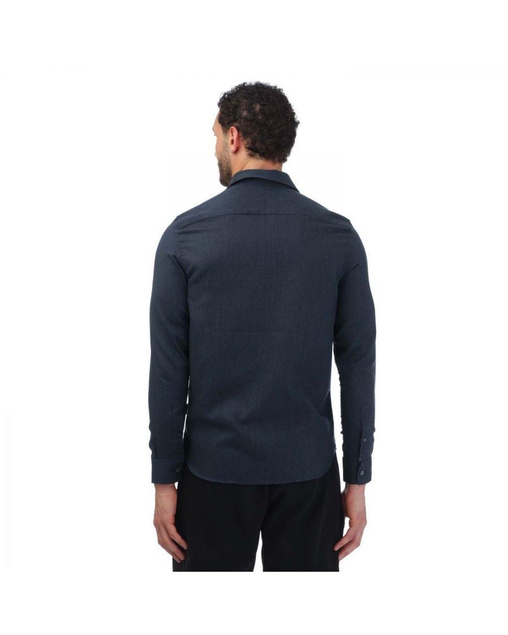 Ted Baker Blue Crotone Long Sleeve Herringbone Shirt for men