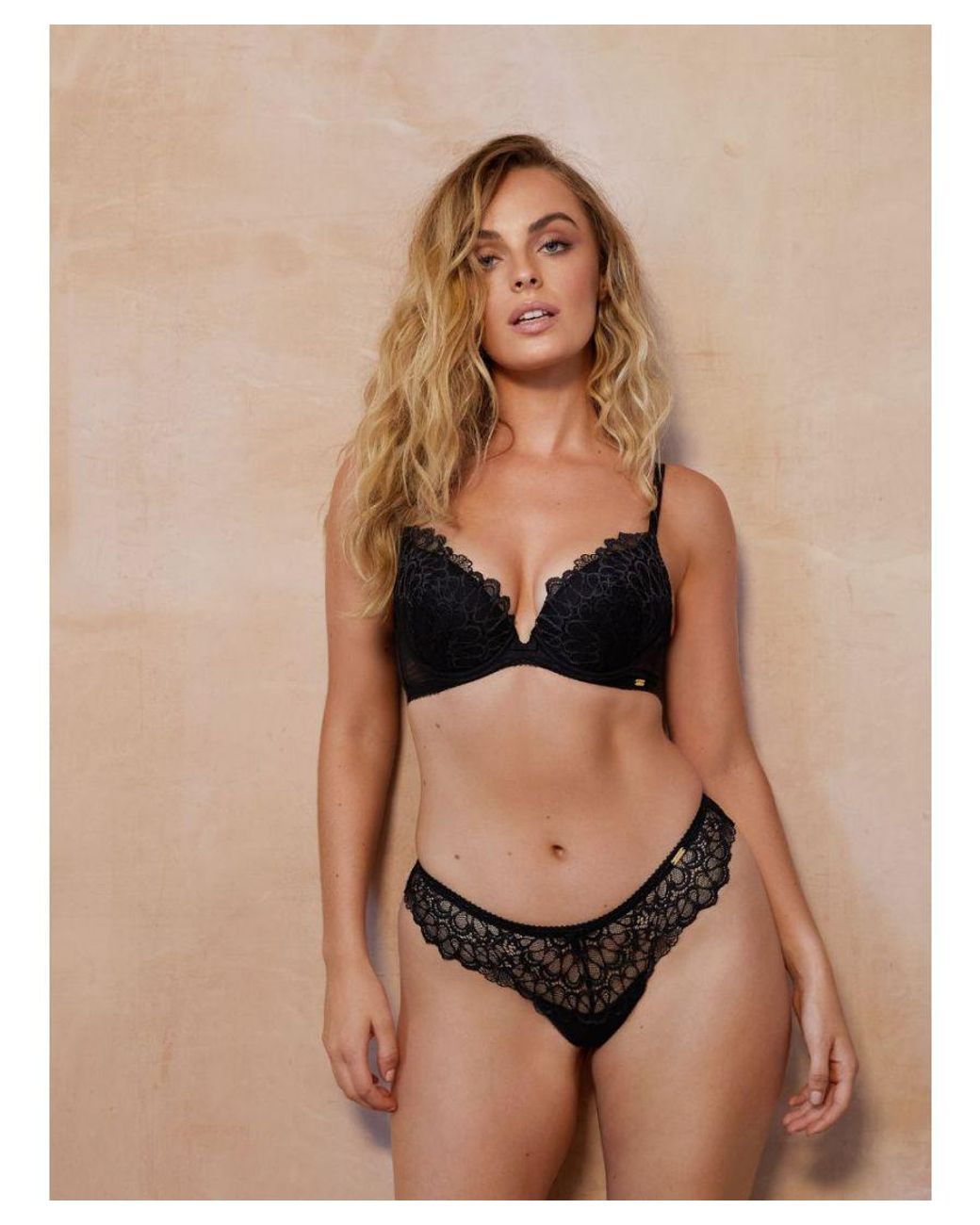 Gossard Black Swirl Padded Plunge Bra
