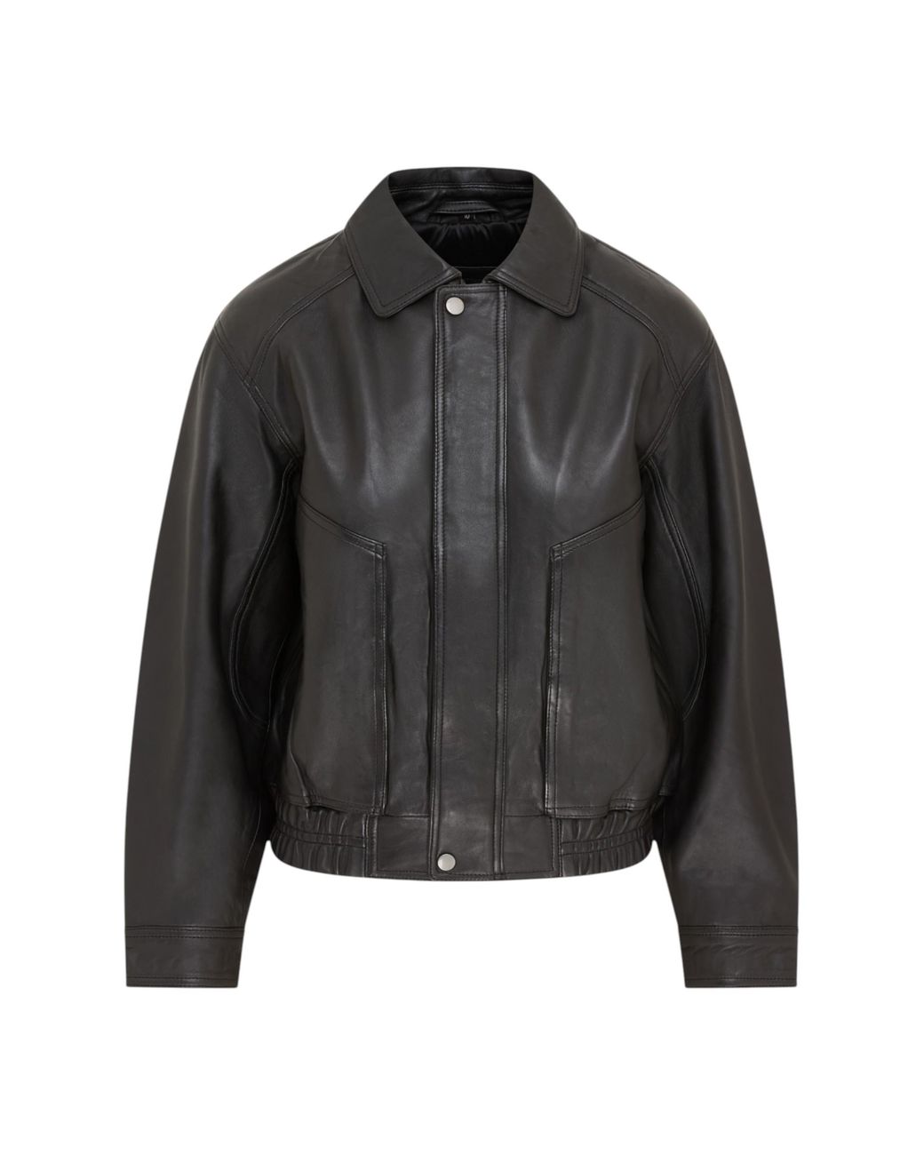 Infinity Leather Black Biker Blouson Bomber Oversized Jacket