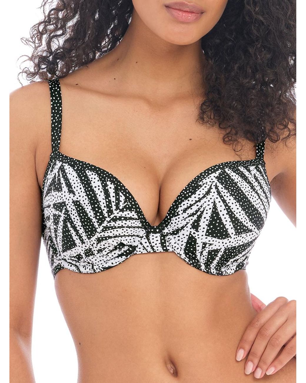 Freya Black Gemini Palm Moulded Plunge Bikini Top