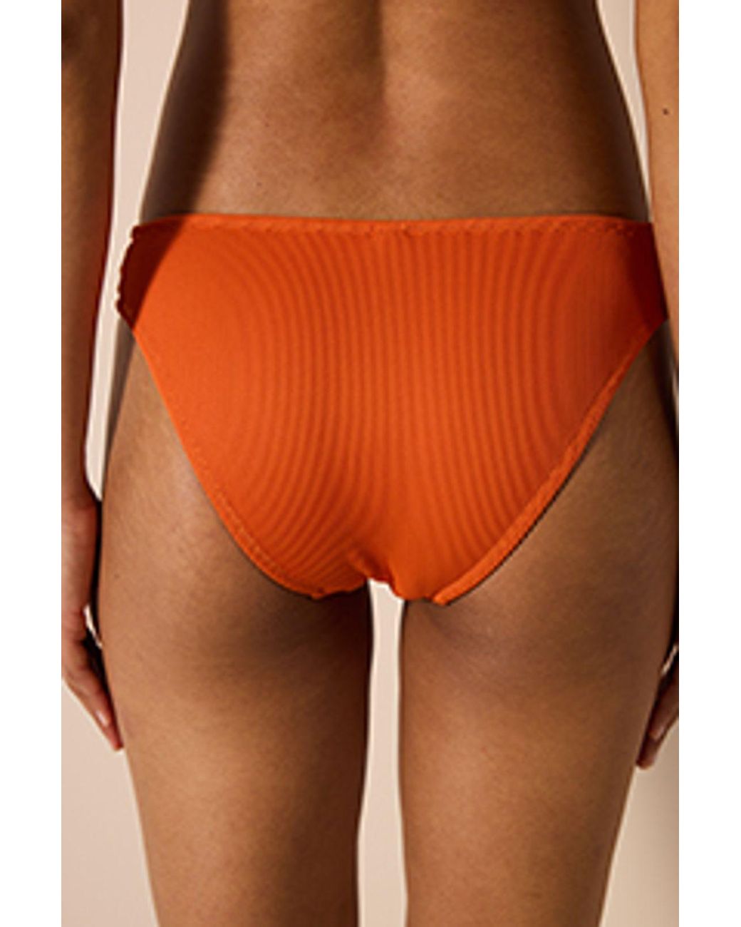 Penti Orange Textured Ribbed Mid-Waist Bikini Bottoms