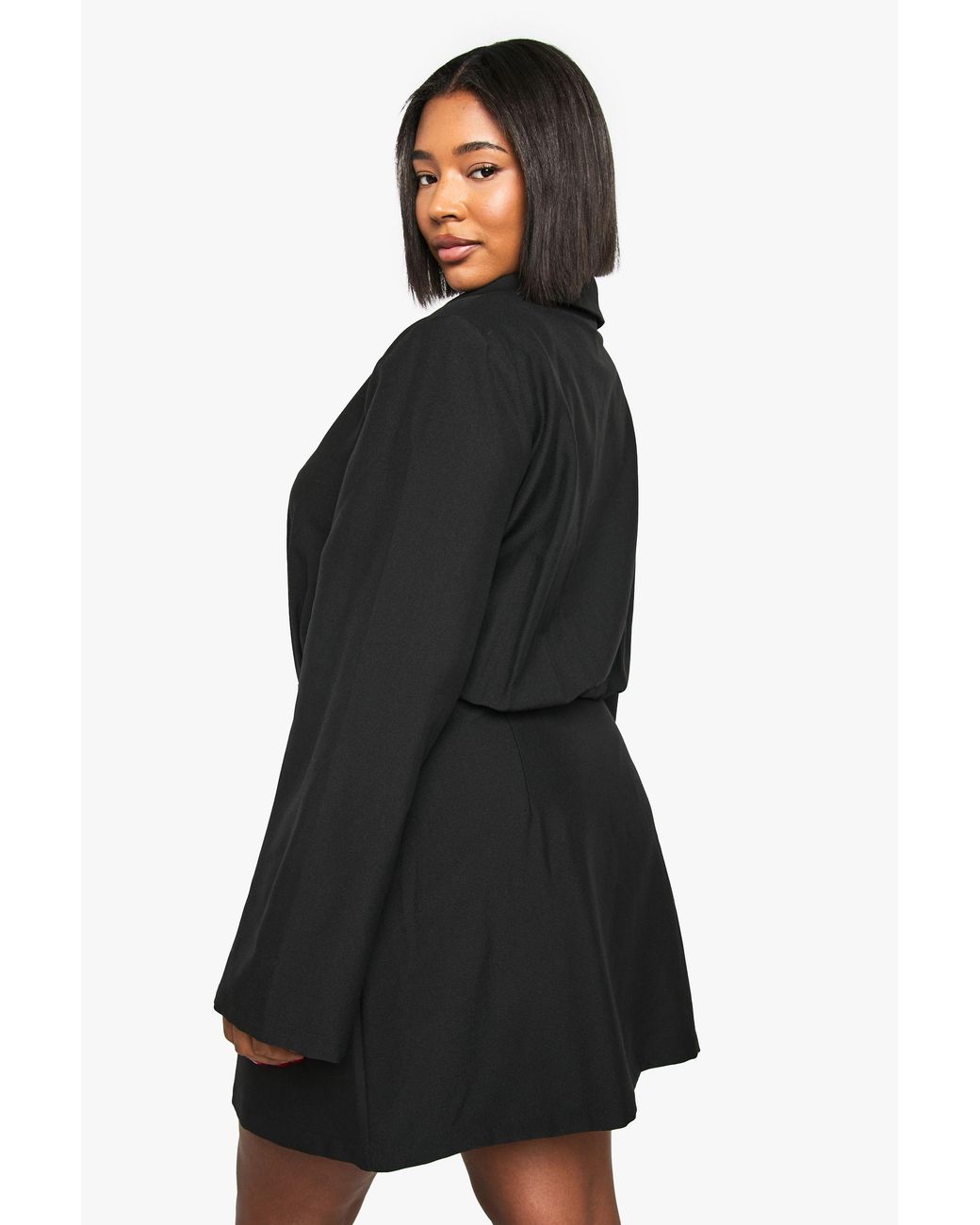 Boohoo Black Plus Button Shift Shirt Dress