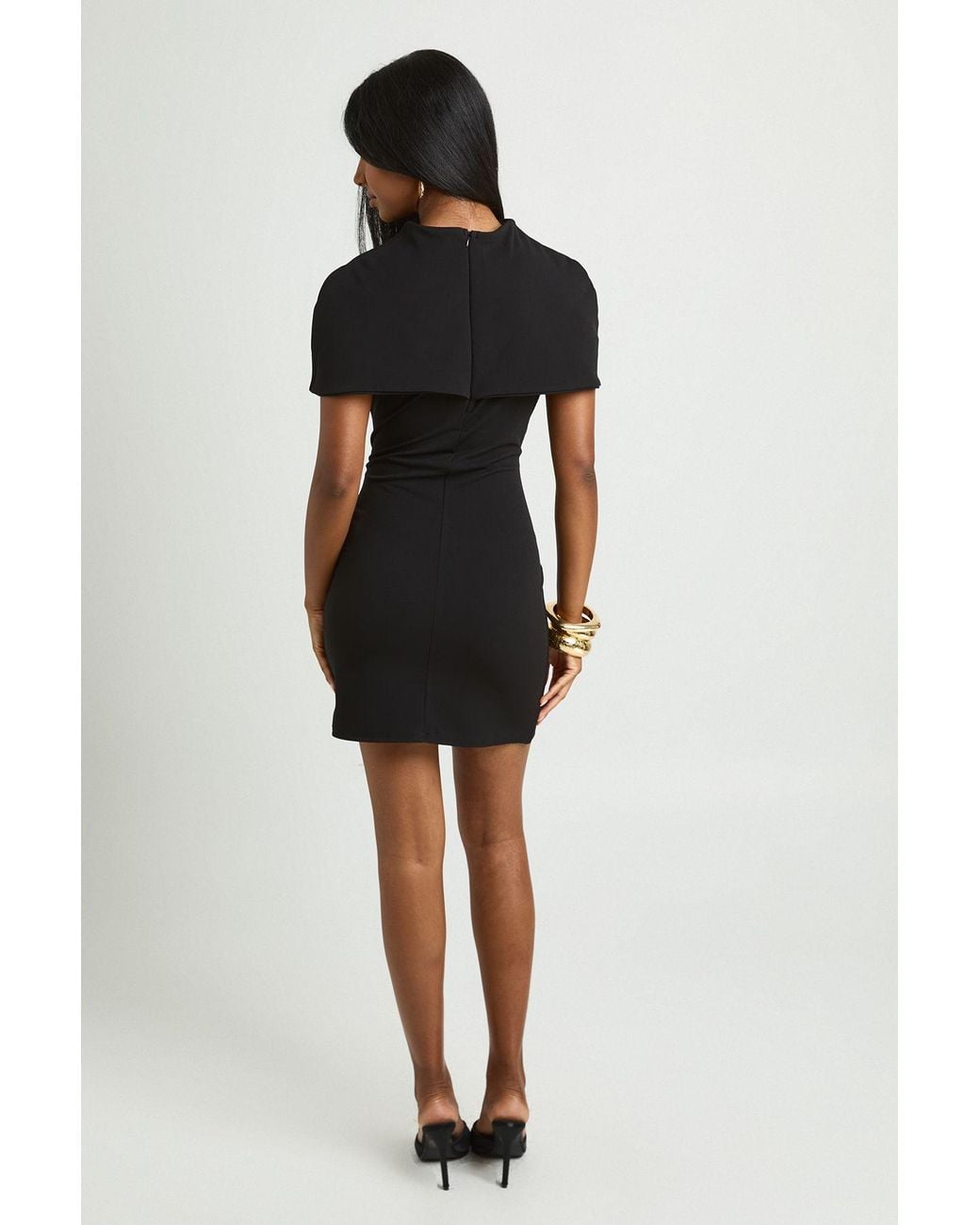 Boohoo Black Jersey Crepe Detail Mini Dress