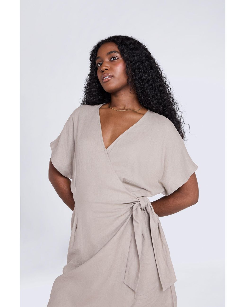 Mountain Warehouse White Linen Wrap Playsuit With Elastic Waistband Comfy Jumpsuit