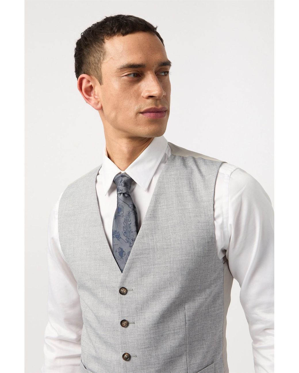 Antique Rogue Gray Single Breasted Five Button V-Neck Slim Fit Suit Waistcoat for men