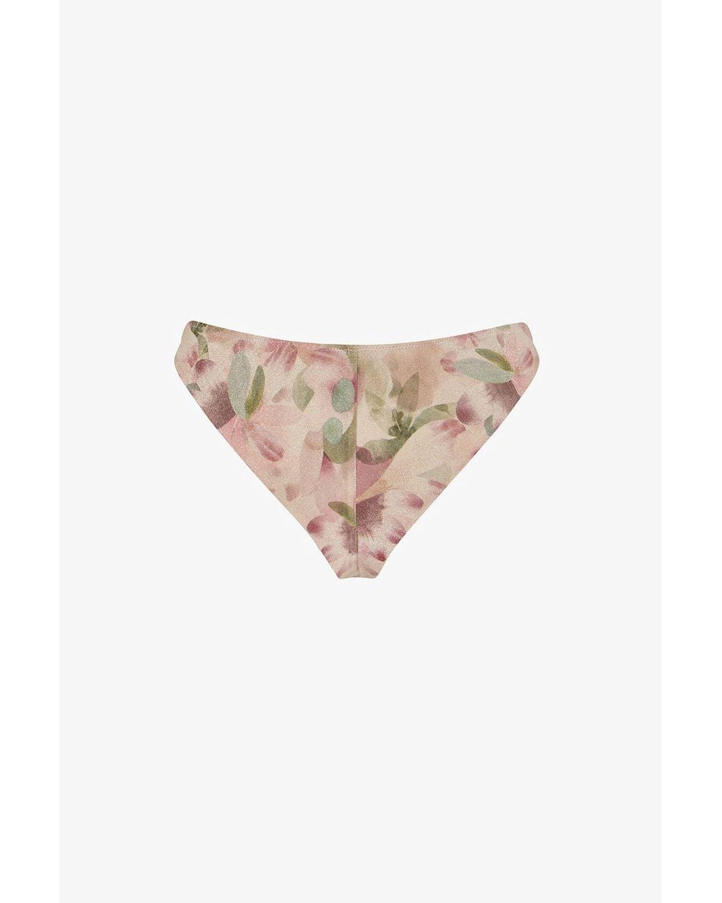 Penti White Aires Extra Super Floral Shimmery Mid Waist Bikini Bottom