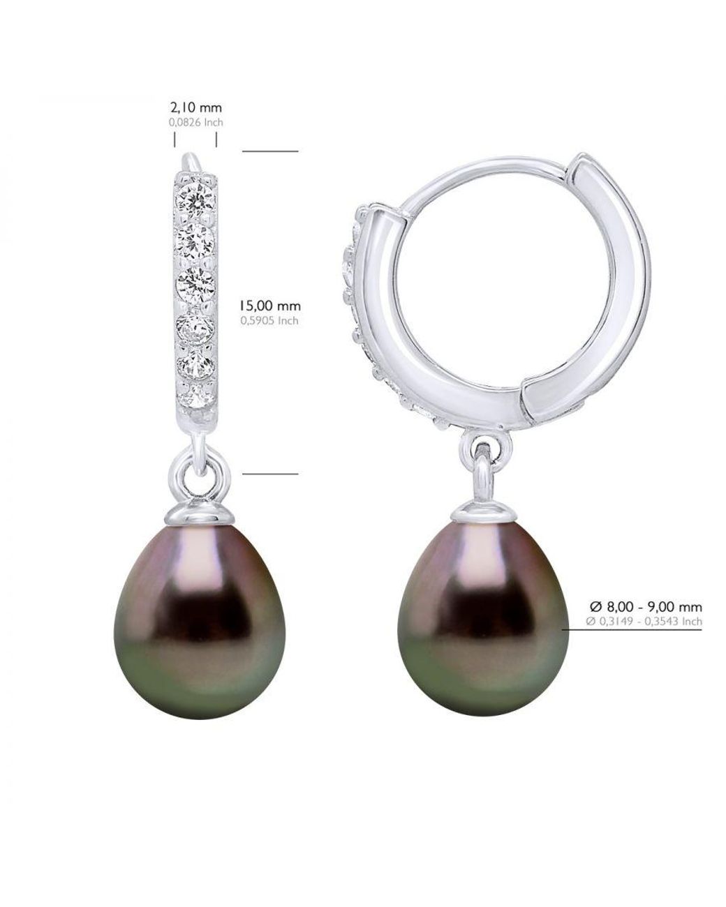 Ateliers Saint Germain Black Earrings Creole Real Cultured Tahiti Pearls 8-9 Mm