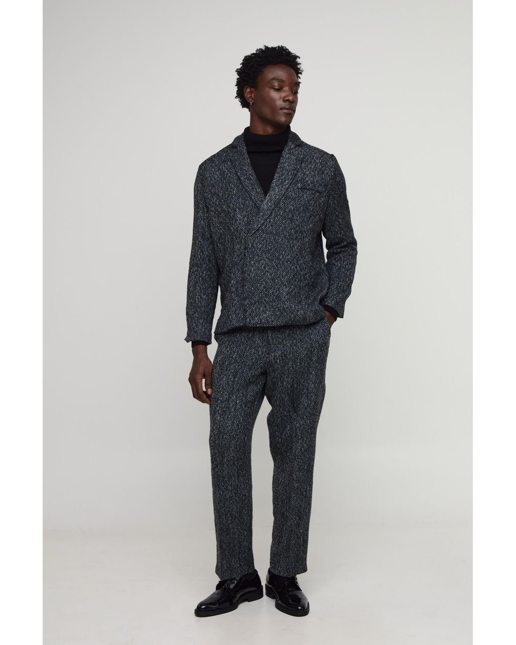 BoohooMAN Blue Oversized Boucle Boxy Blazer for men