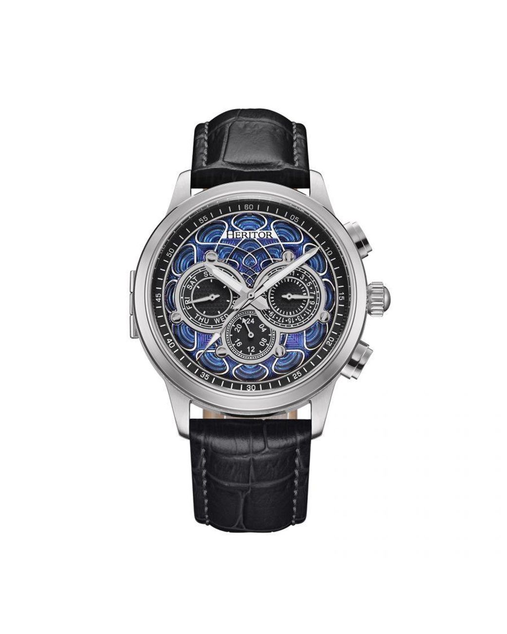 Heritor Metallic Apostle Vitreous Enamel Dial Watch for men