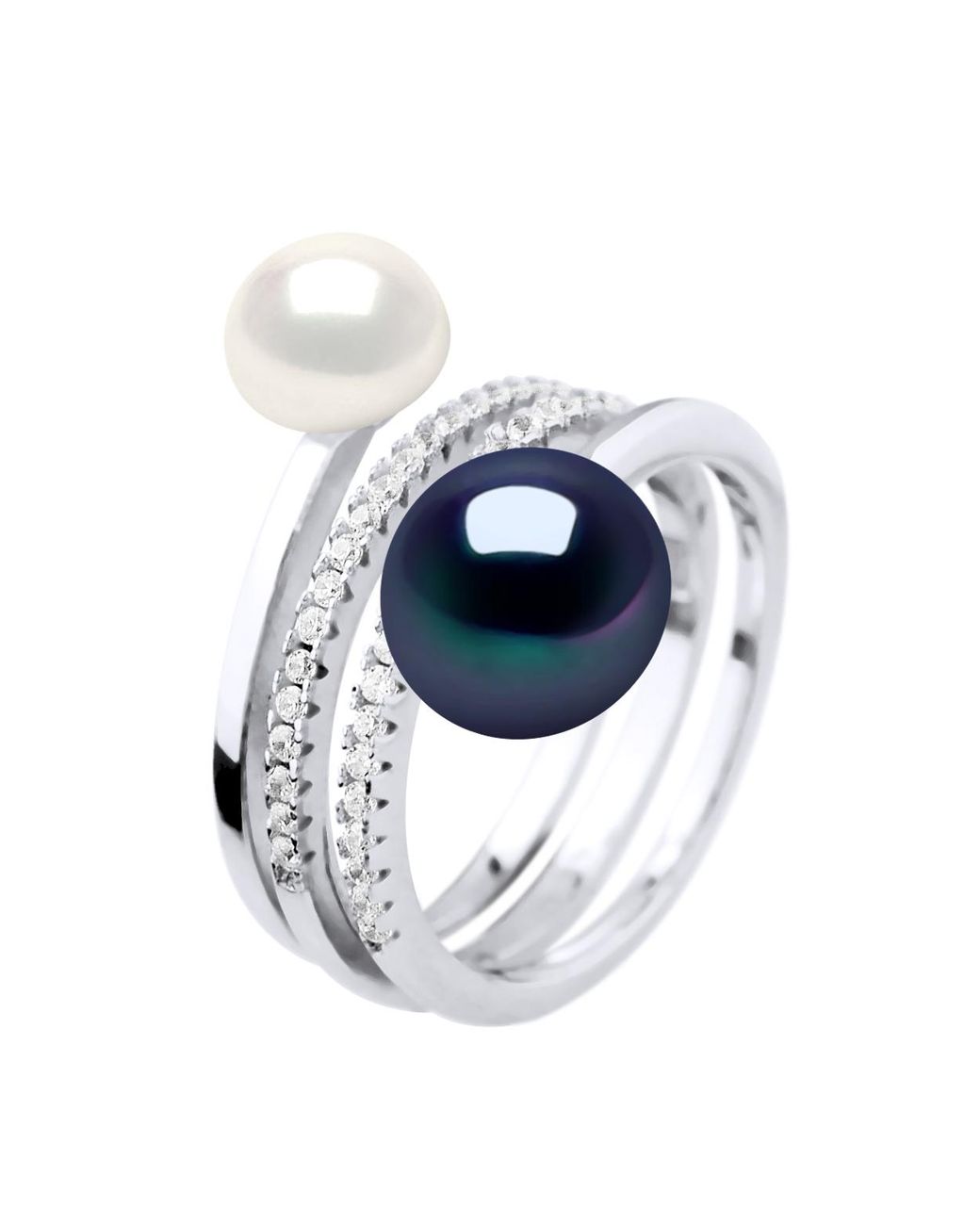 Diadema Blue Ring Duo Freshwater Pearls 7 And 9 Mm And Jewelry 925