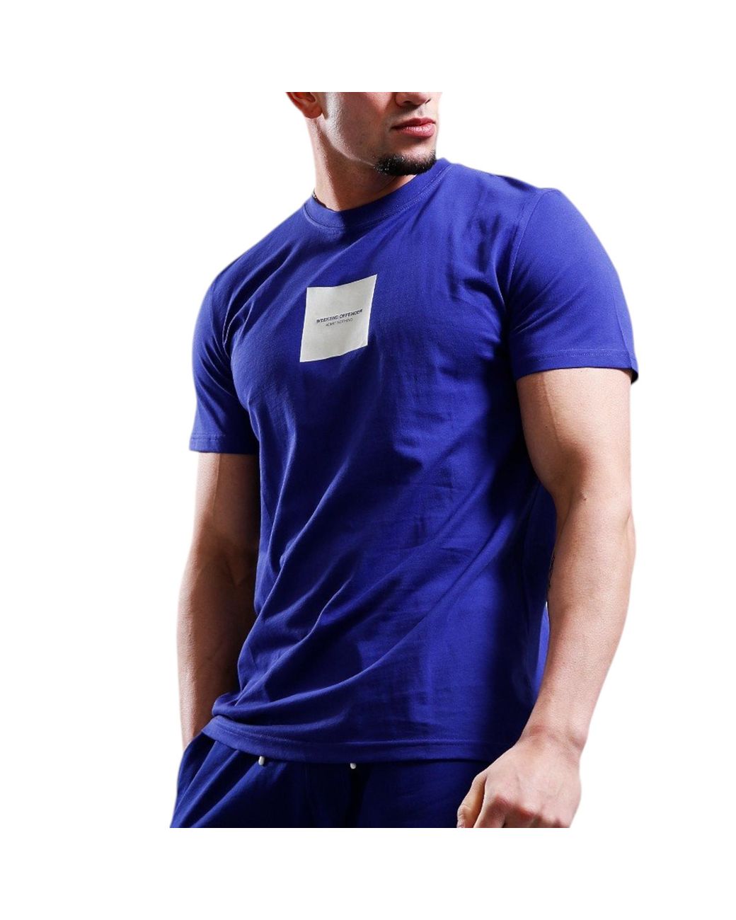 Weekend Offender Blue T Shirts Admit 2 Crew Neck Short Sleeve Cotton Summer Tee for men