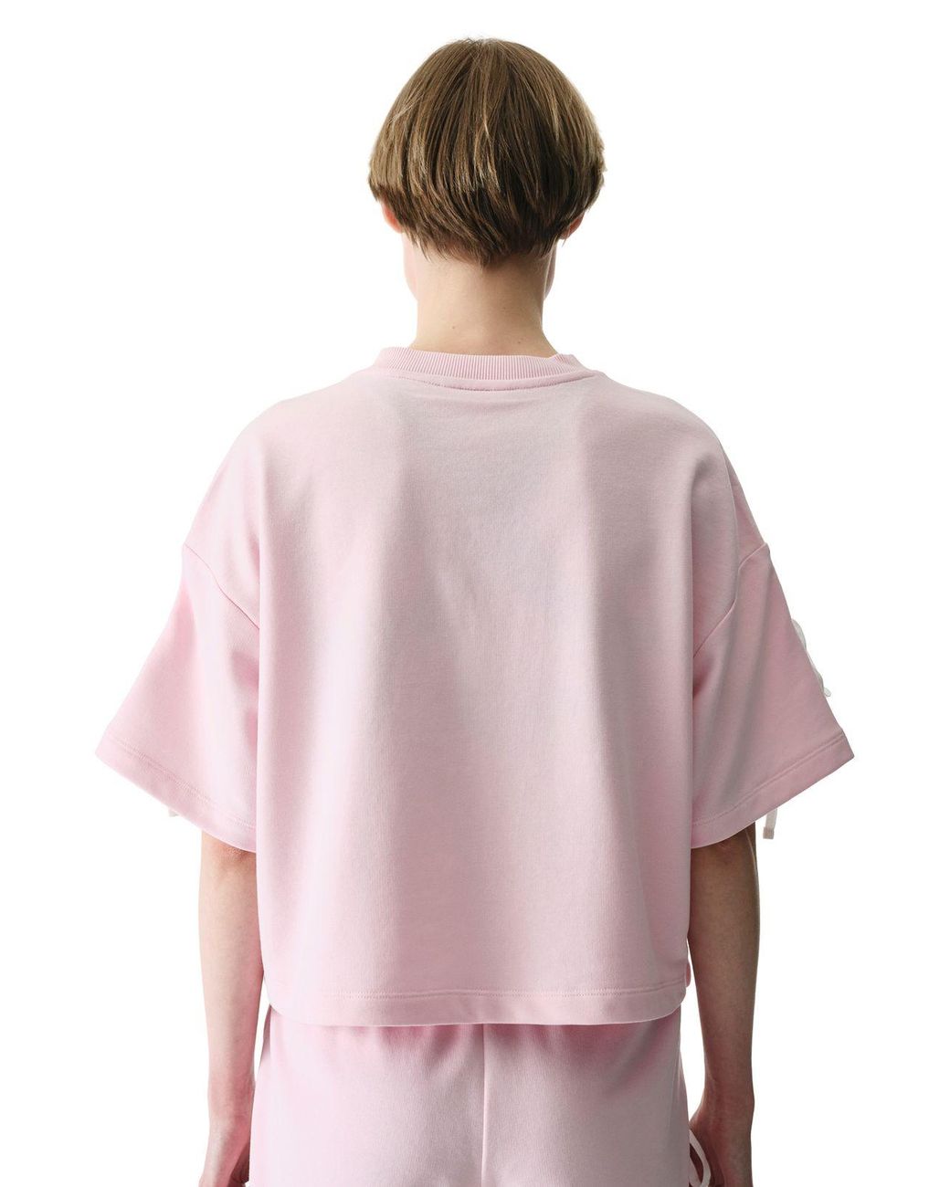 Penti Pink Oversized V-Neck Cotton-Blend T-Shirt With Bow Detail