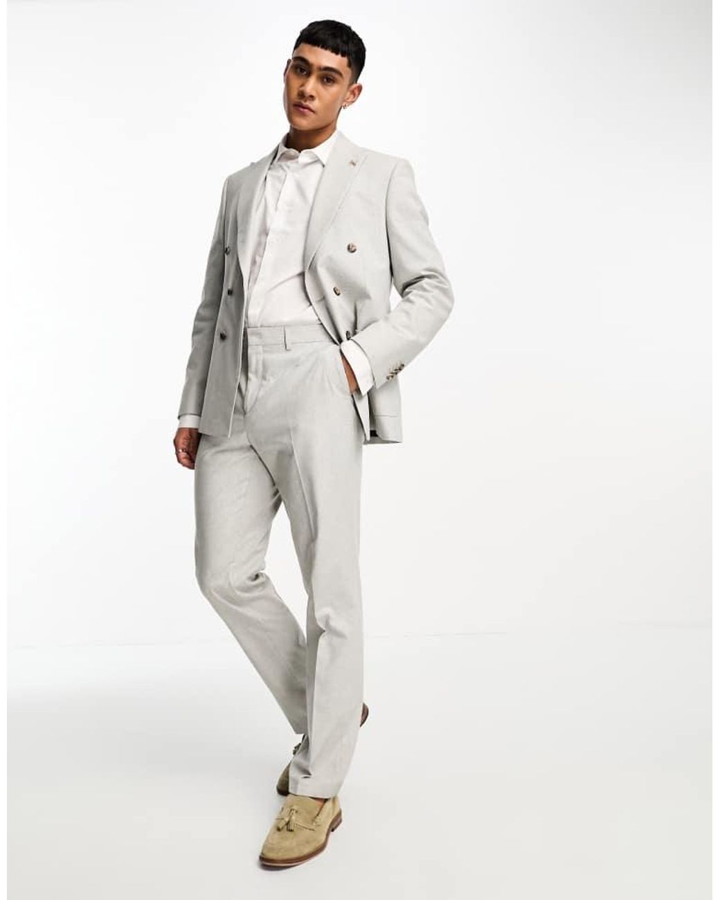 Shelby and Sons White And Kenmal Suit Trousers for men