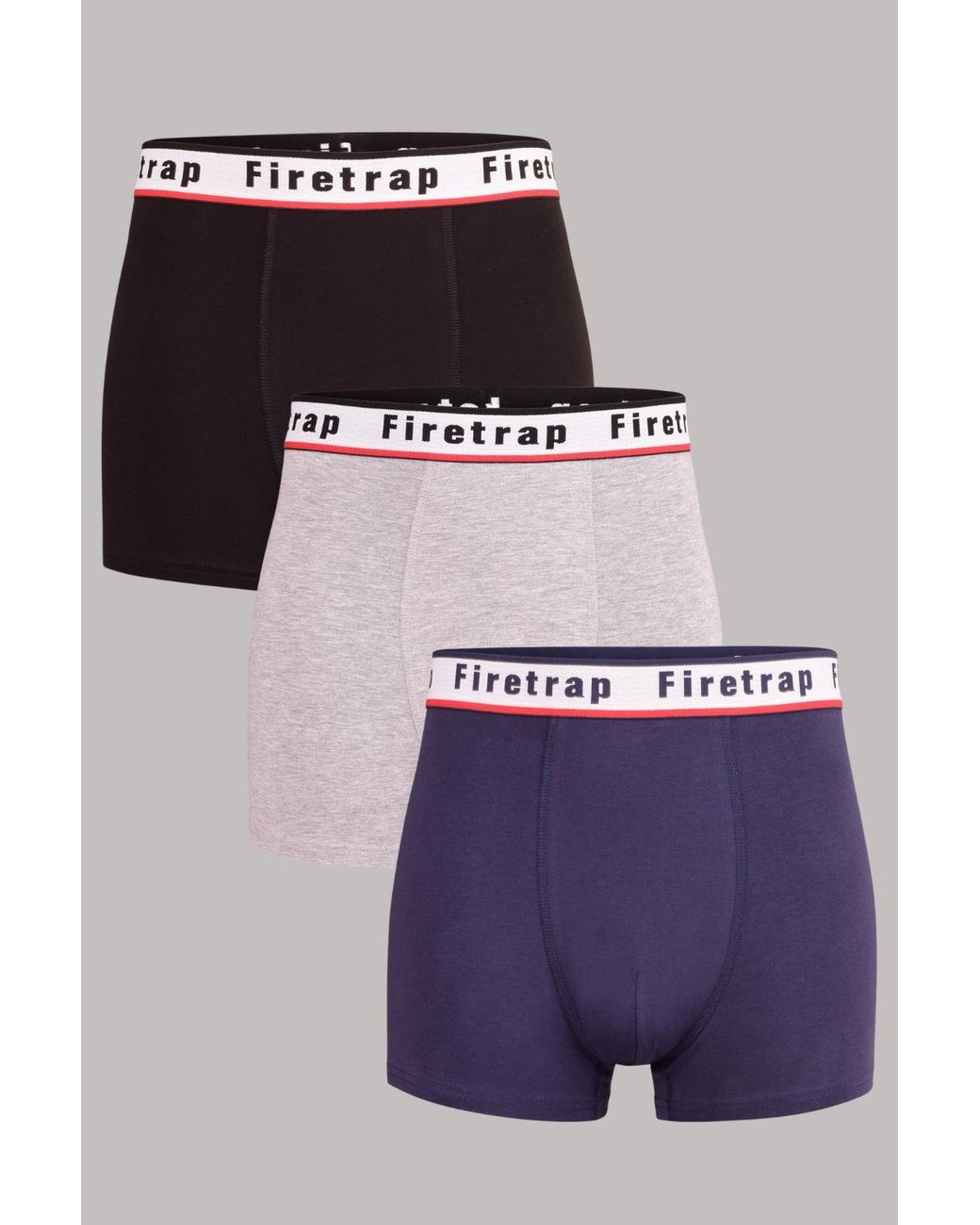 Firetrap Blue Multi 3 Pack Cotton Stretch Boxers With Logo Waistband for men