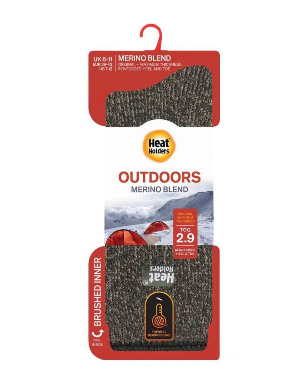 Heat Holders Gray Winter Merino Wool Thermal Socks With Reinforced Heel And Toe for men