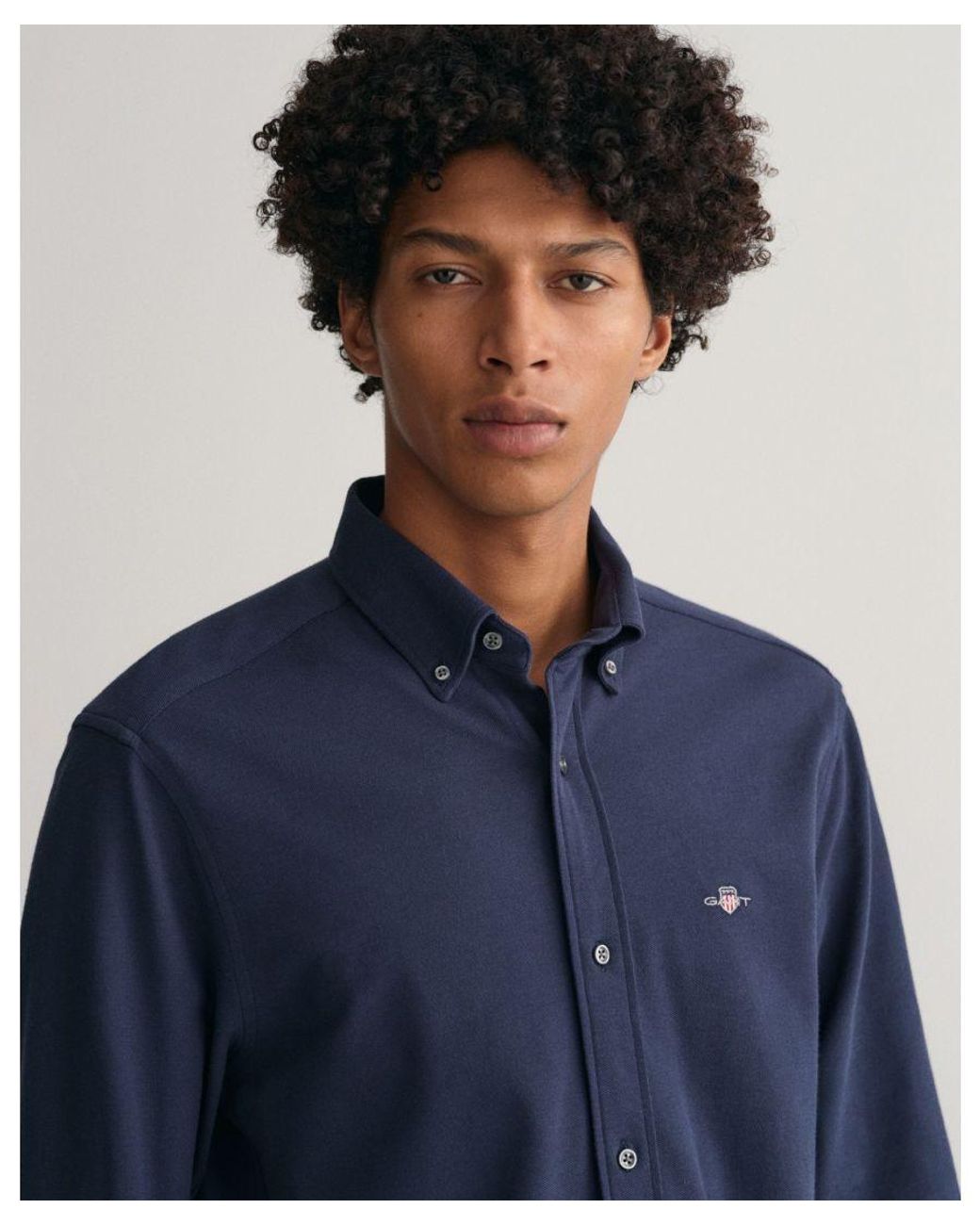 Gant Blue Regular Jersey Pique Shirt for men