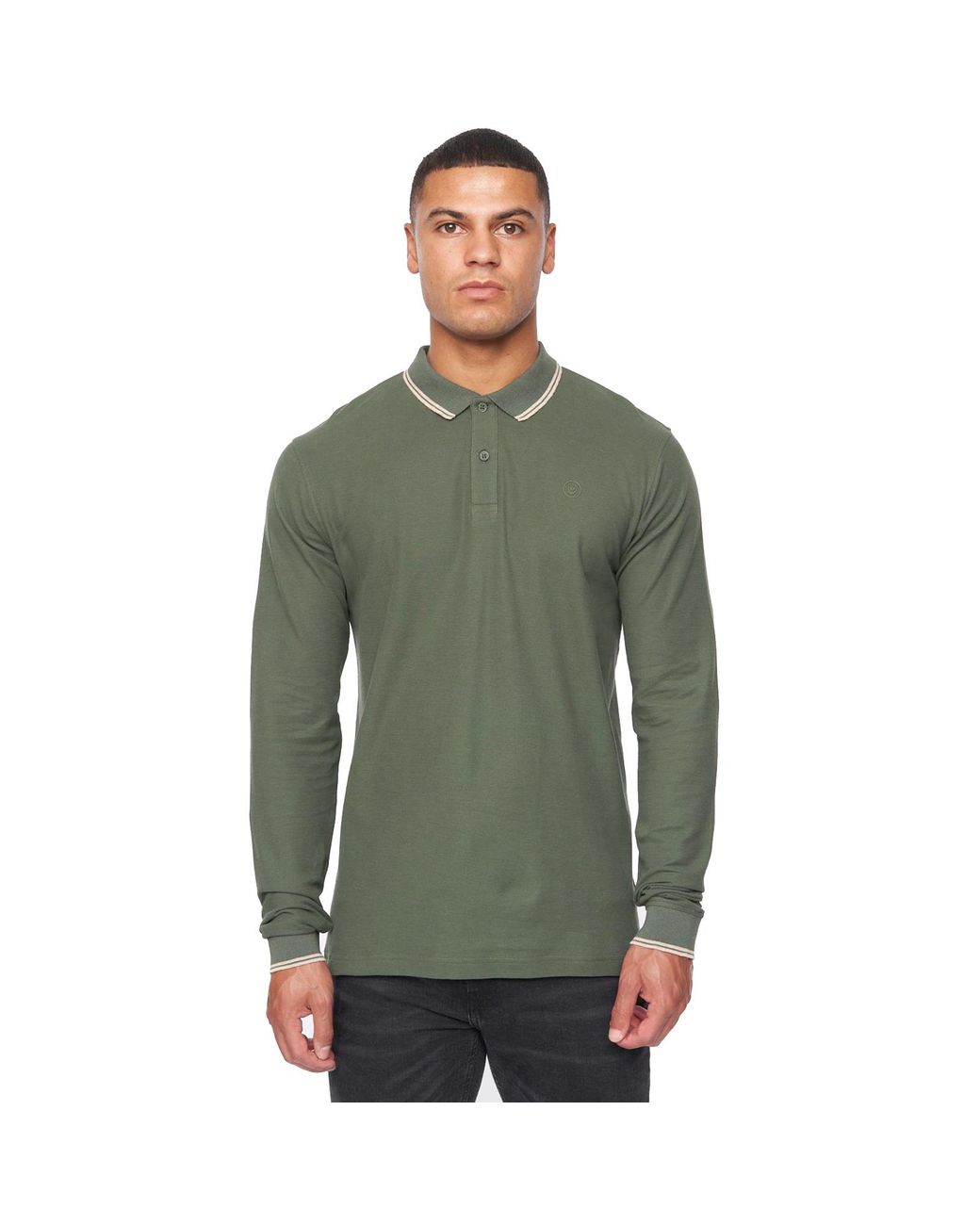 Duck and Cover Green Roxberry Long Sleeve Polo Shirt for men