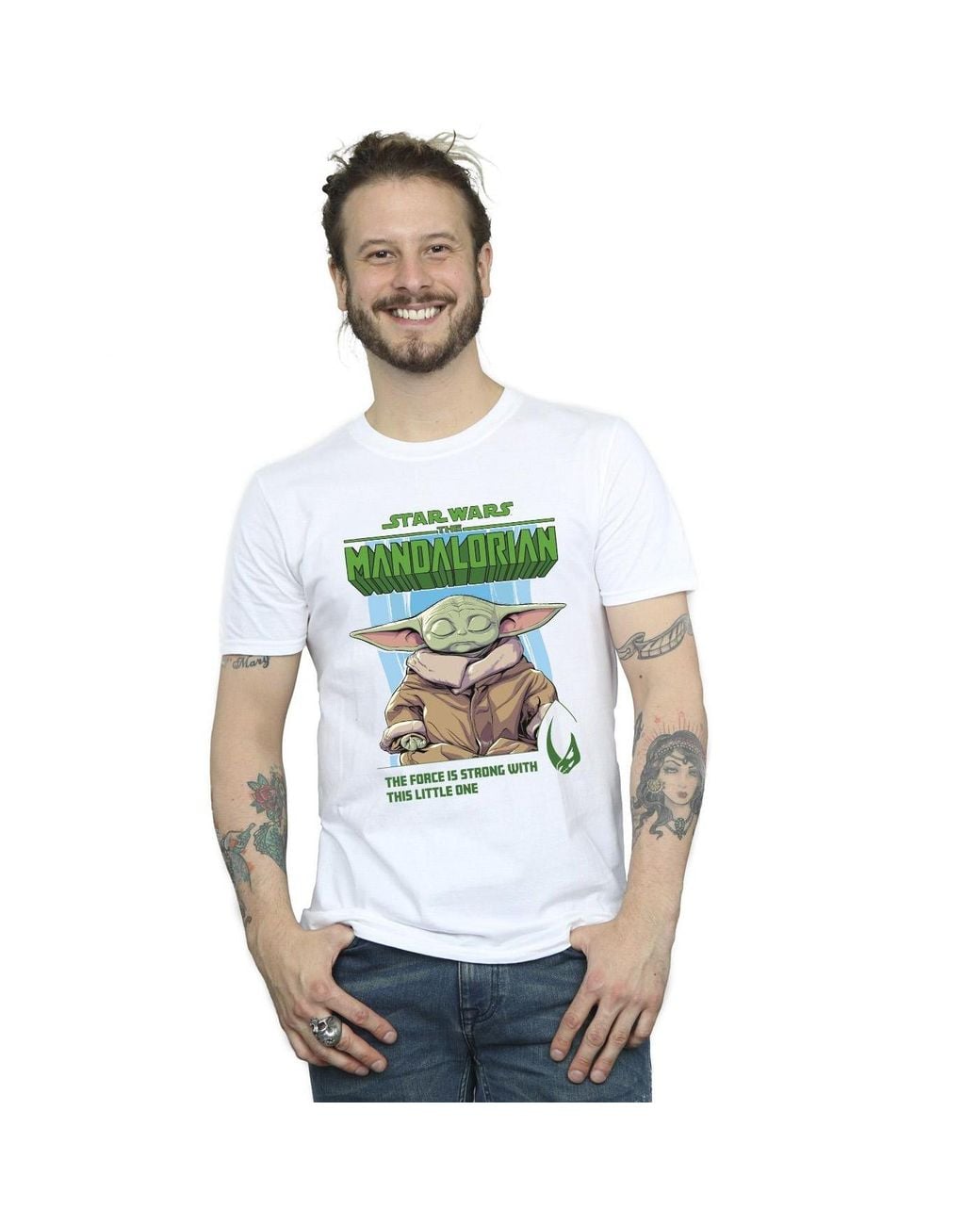Star Wars Green The Mandalorian The Force Is Strong T-Shirt Cotton for men