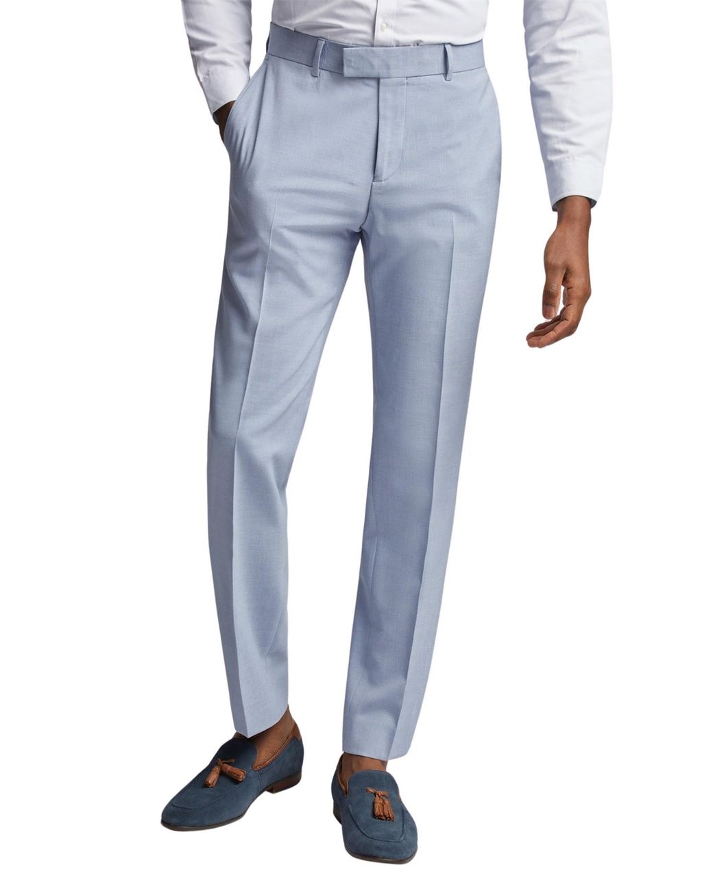 Antique Rogue Blue Tailored Suit Trousers for men