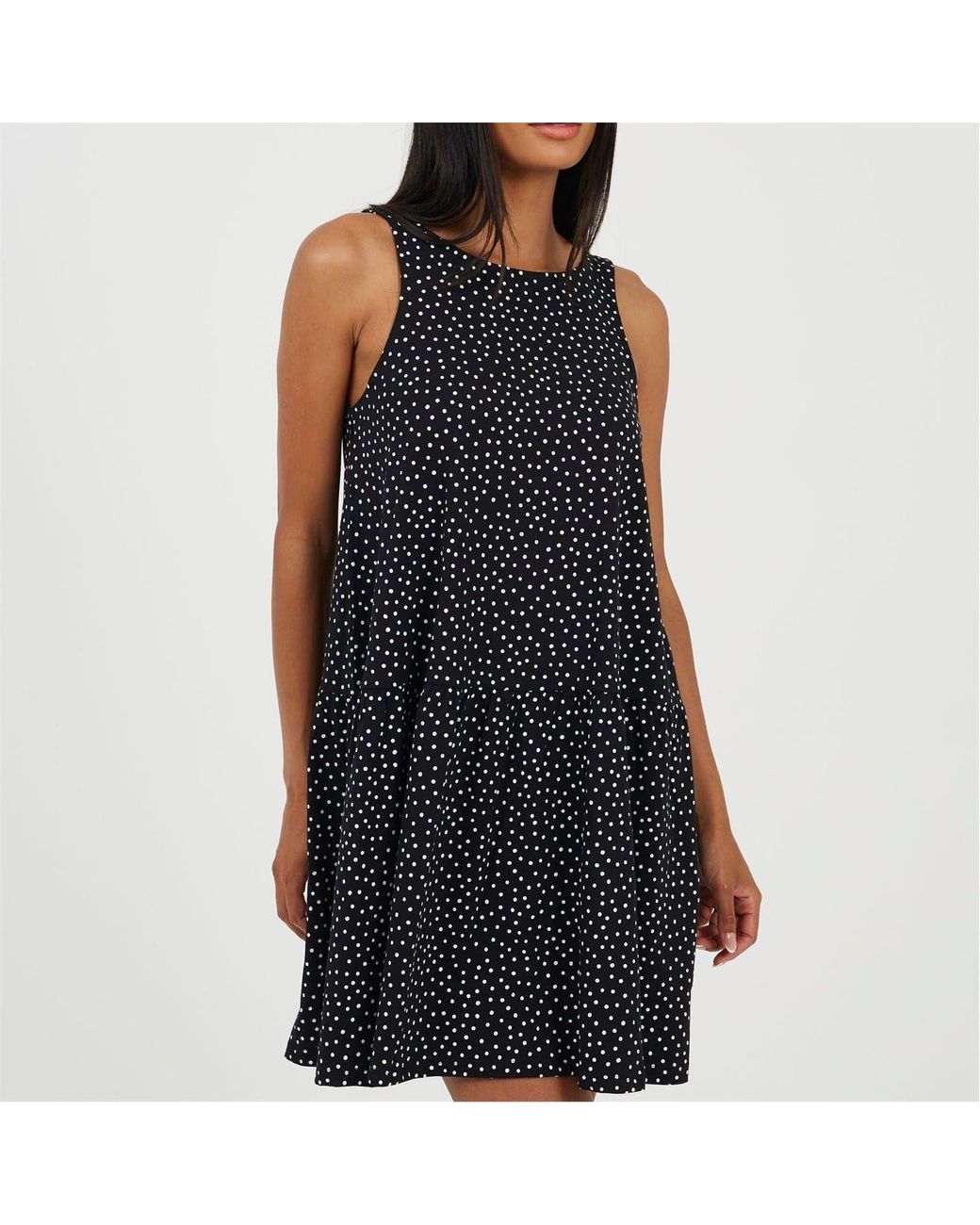 Brave Soul Black V-Neck Sleeveless Mini Tiered Dress