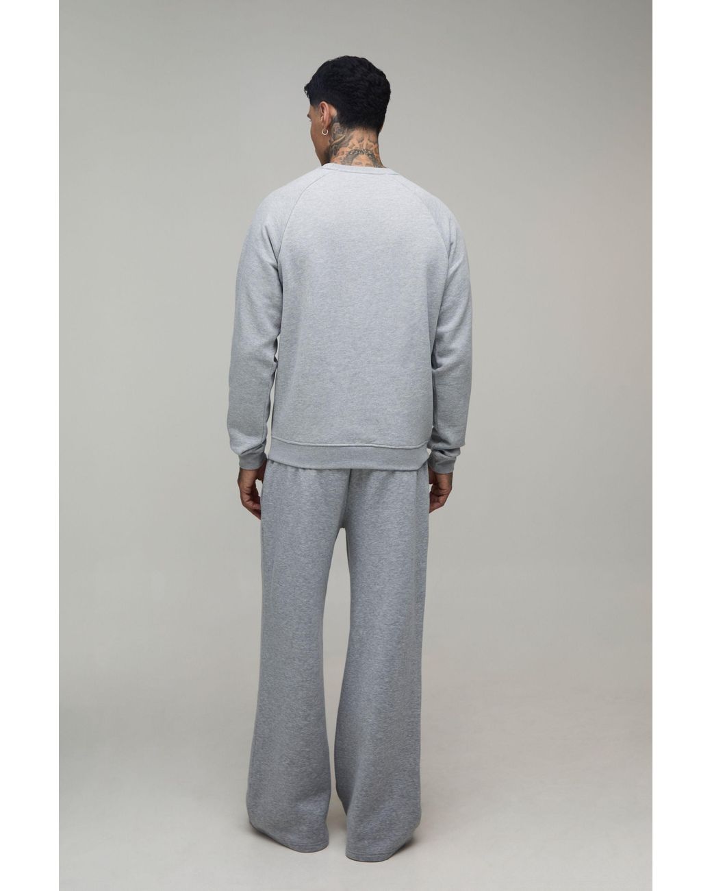 BoohooMAN Gray Tall Essential Regular Fit Raglan Sleeve Sweater for men