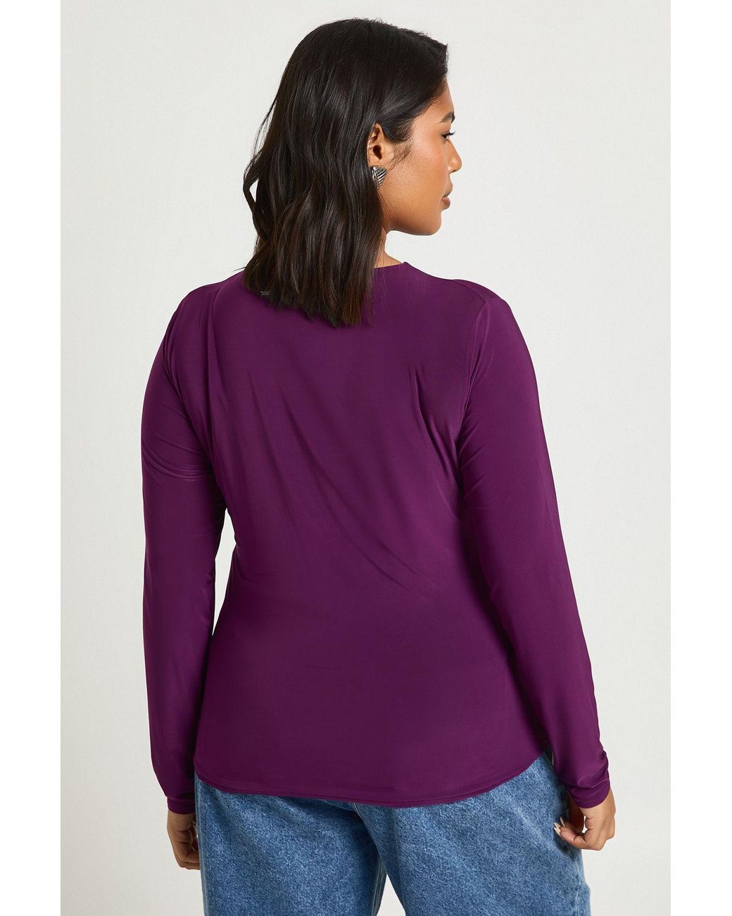 Boohoo Purple Plus Double Layer Slinky Long Sleeve T-Shirt