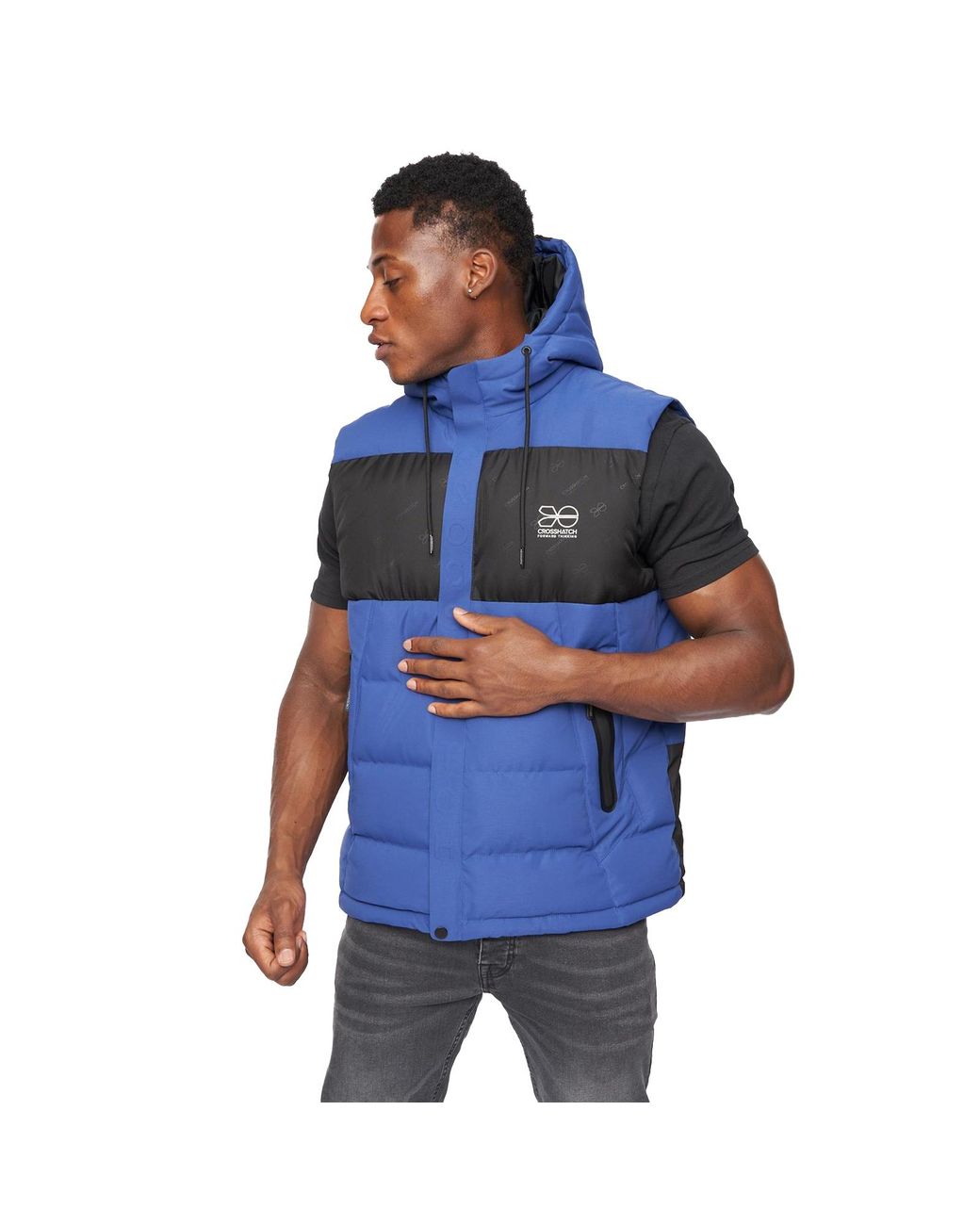 Crosshatch Blue Kremlins Embossed Gilet for men