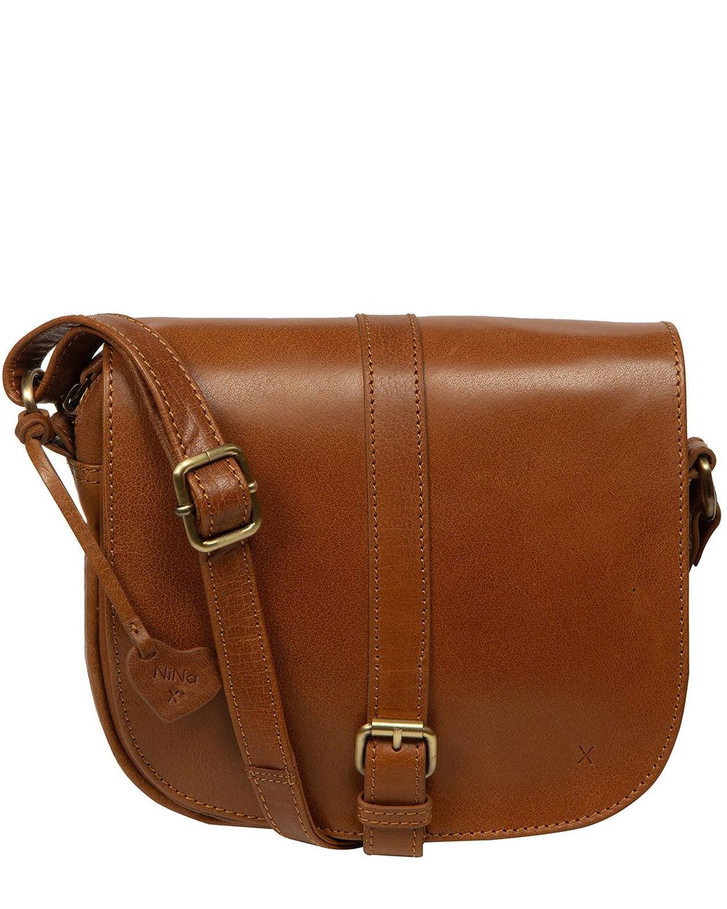 NiNa Amora Brown 'Petra' Dark Leather Cross Body Bag