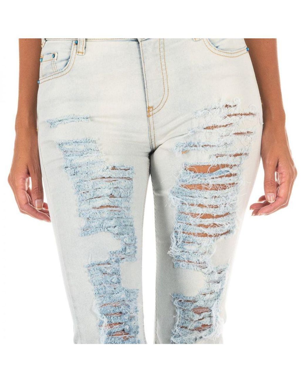 Met Blue Long Denim Pants With Straight Hem Cut 10Db50255