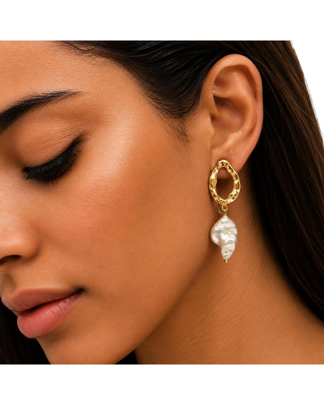 Bibei Metallic Baroque Pearl Drop Earrings