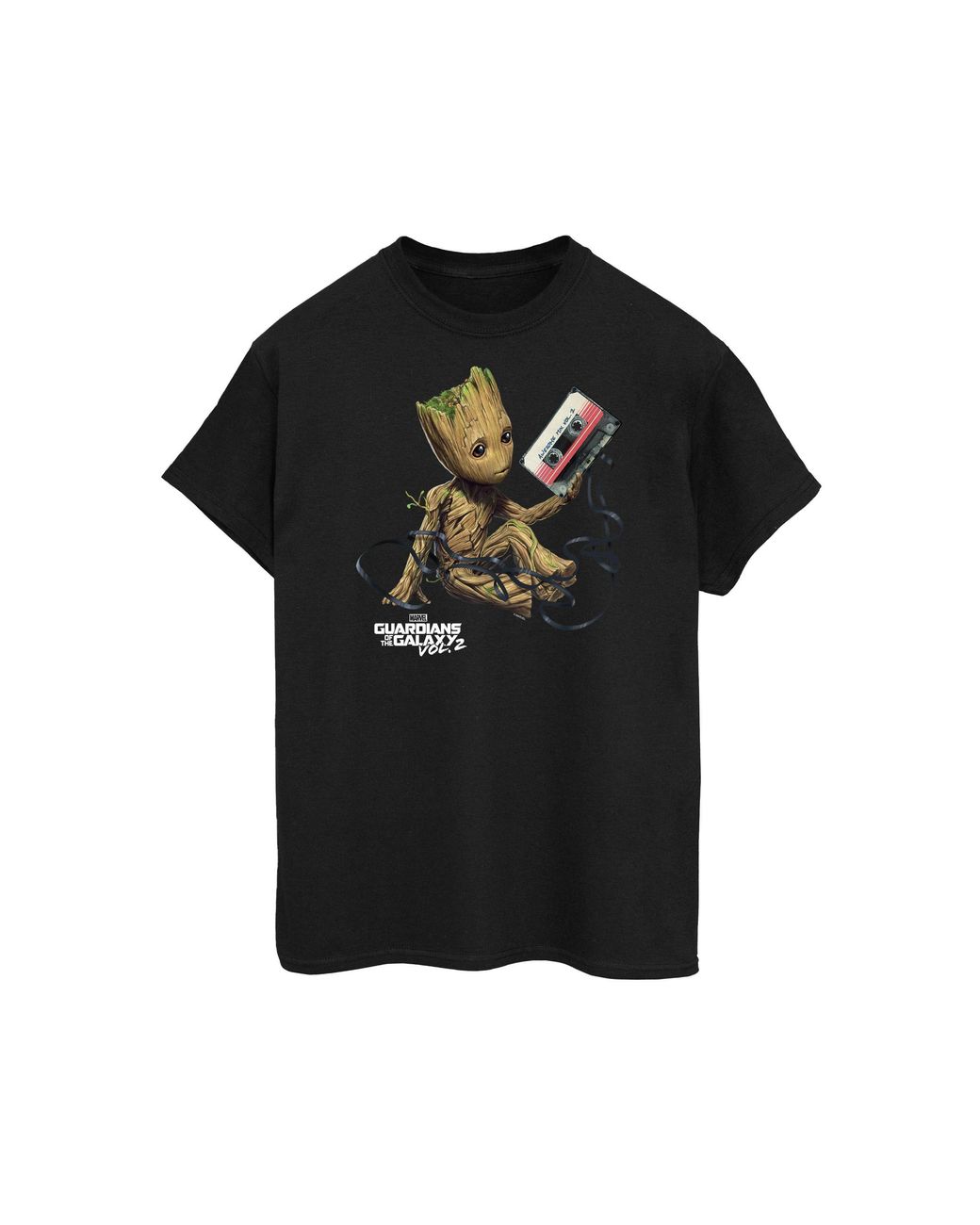 Marvel Blue Ladies Guardians Of The Galaxy Groot Tape Cotton Boyfriend T-Shirt