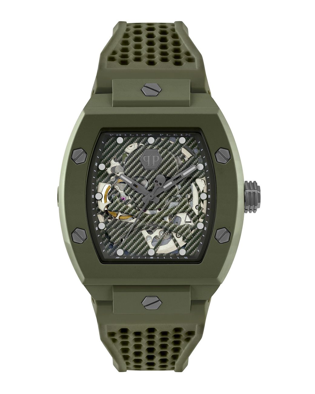 Philipp Plein Green The Skeleton Ecoceramic Watch Pwvba0223 Silicone for men
