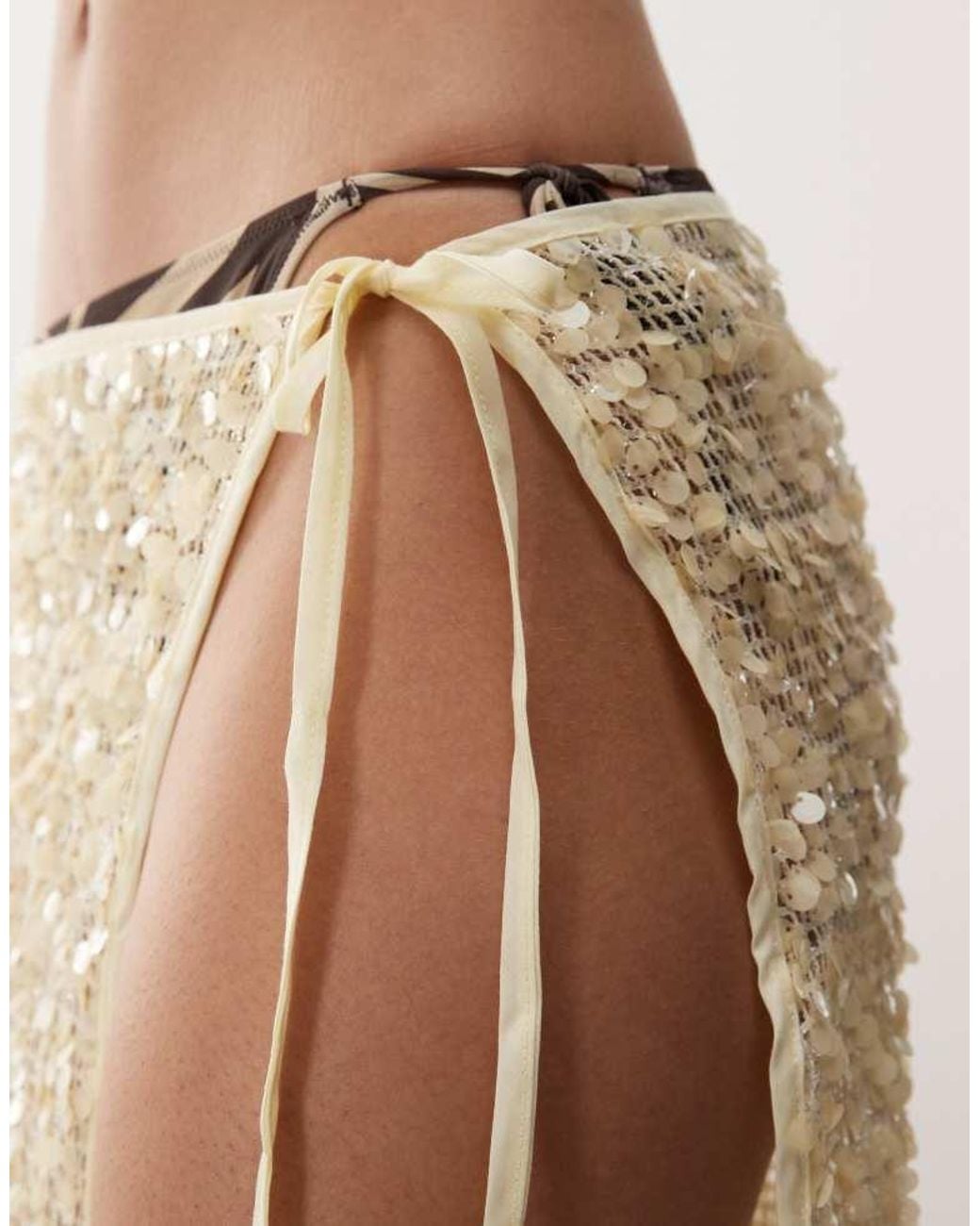Reclaimed Vintage Natural Tie Side Beach Skirt