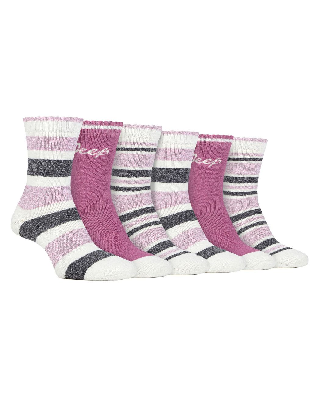 Jeep Pink Ladies 6 Pack Walking Boot Socks