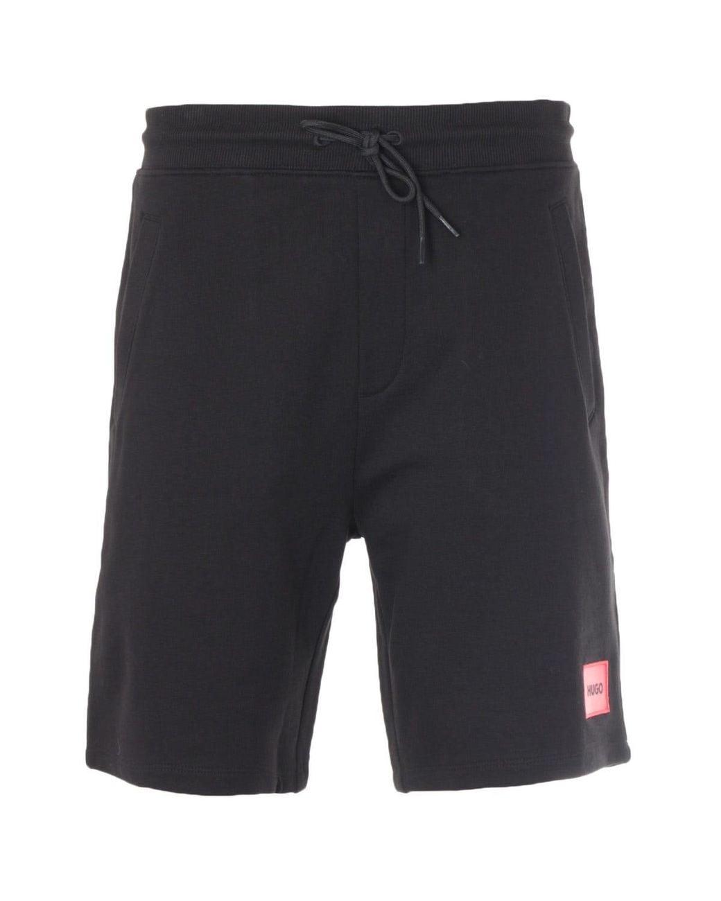 HUGO Blue Logo Patch Sustainable Sweat Shorts for men