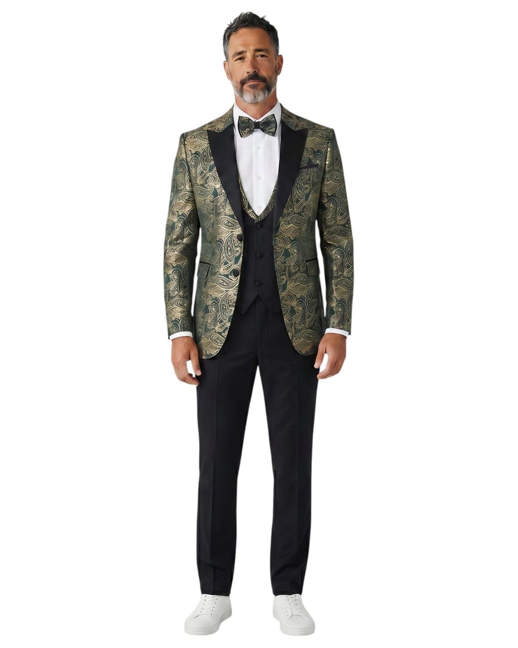TruClothing Black 4 Piece Paisley Tailored Fit Wedding Suit for men