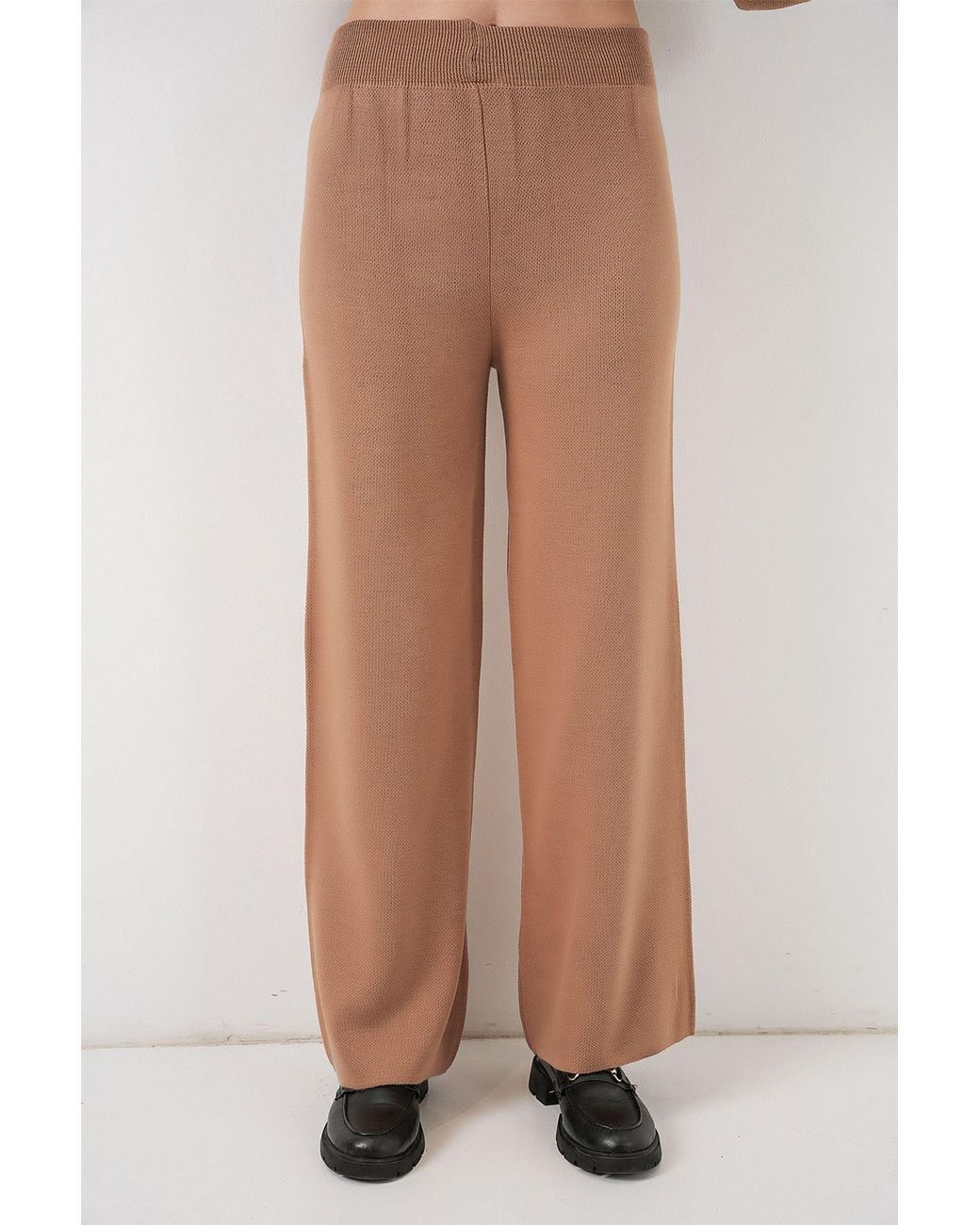 Bigdart Natural V-Neck Cardigan And Wide Leg Pants Set