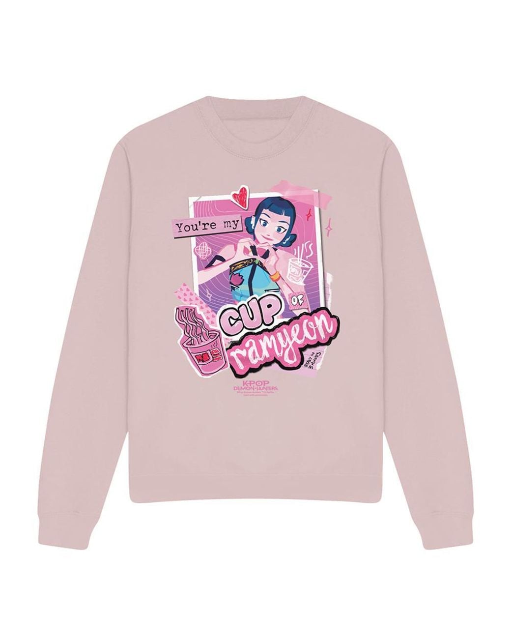 K-Pop Demon Hunters Pink Adult Ramyeon Zoey Scrapbook Sweatshirt