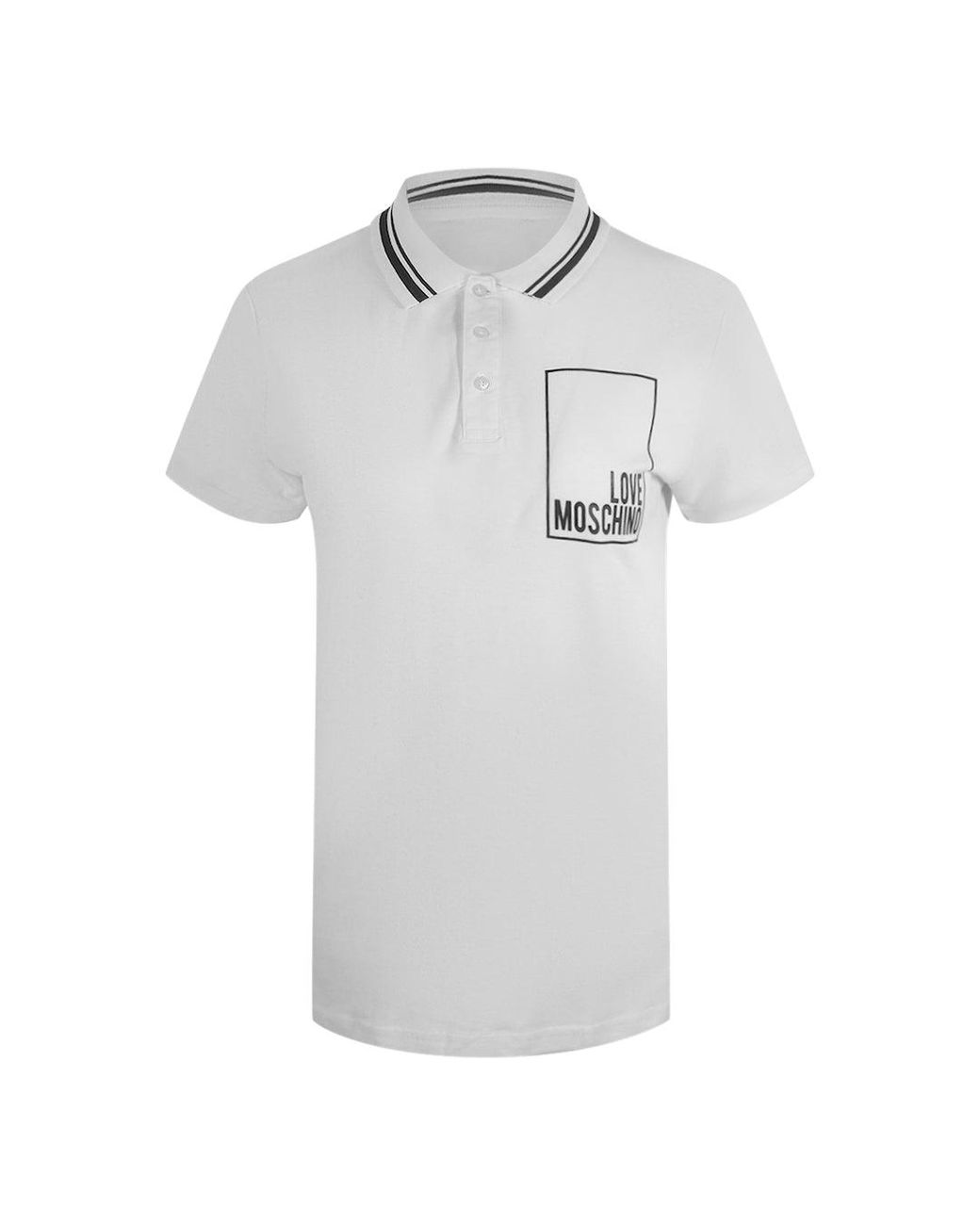 Moschino White Love Box Logo Polo Shirt Cotton