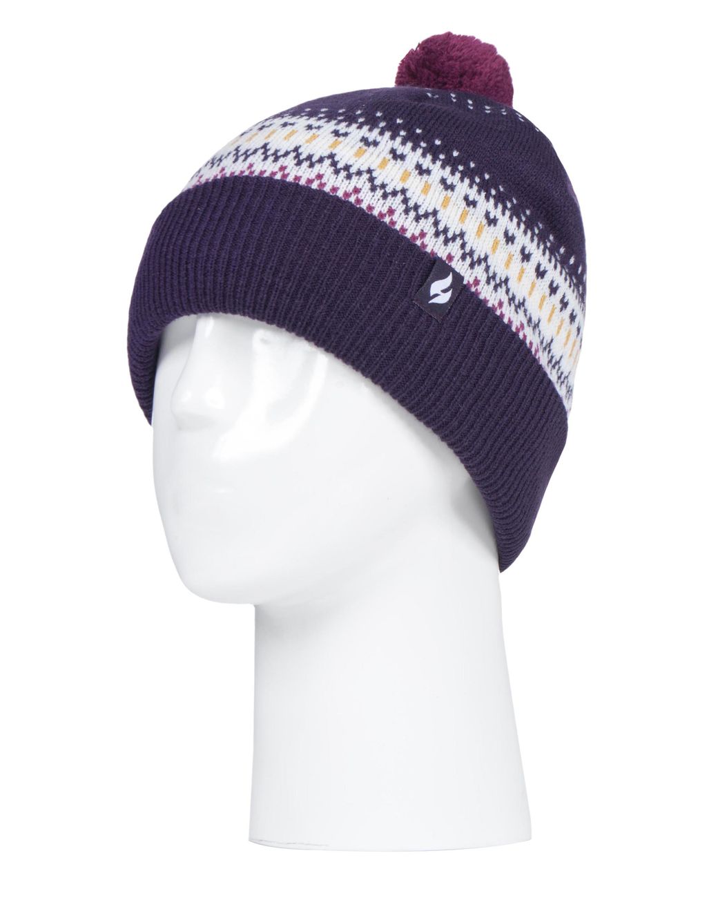 Heat Holders Blue Ladies Knitted Beanie Bobble Hat With Pom Pom
