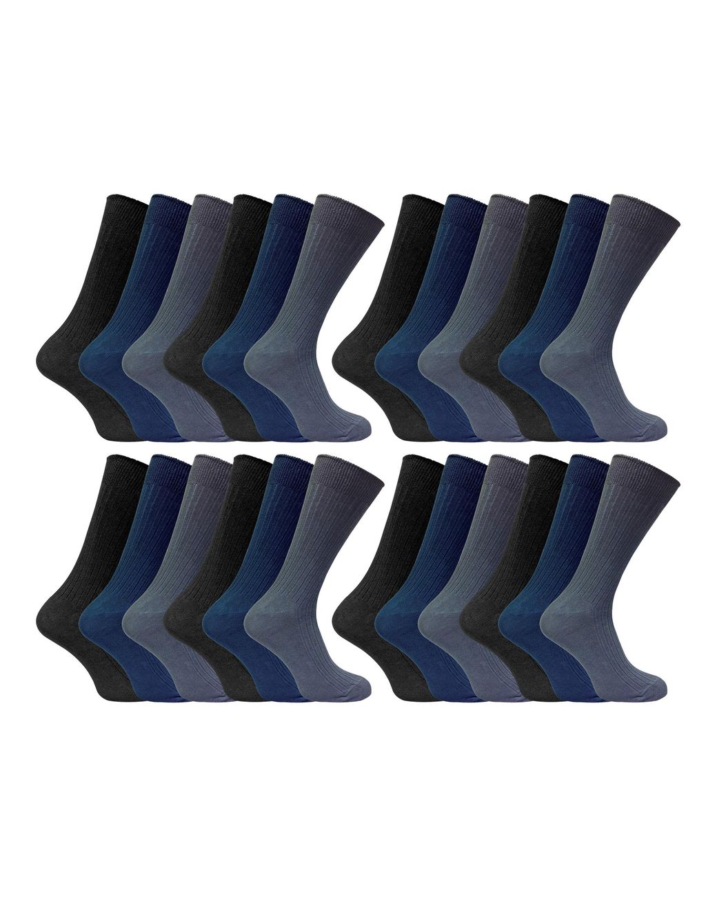Sock Snob Blue 24 Pairs Multipack Ultimate Comfort 100% Cotton Socks for men