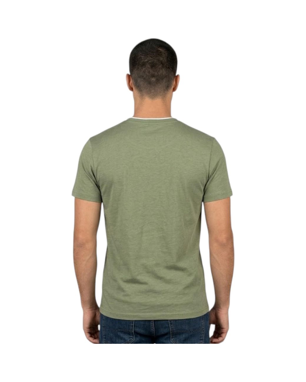Other Green T Shirts Short Sleeve Layered Collar Crew Neck Summer Basic Tee Pullover for men