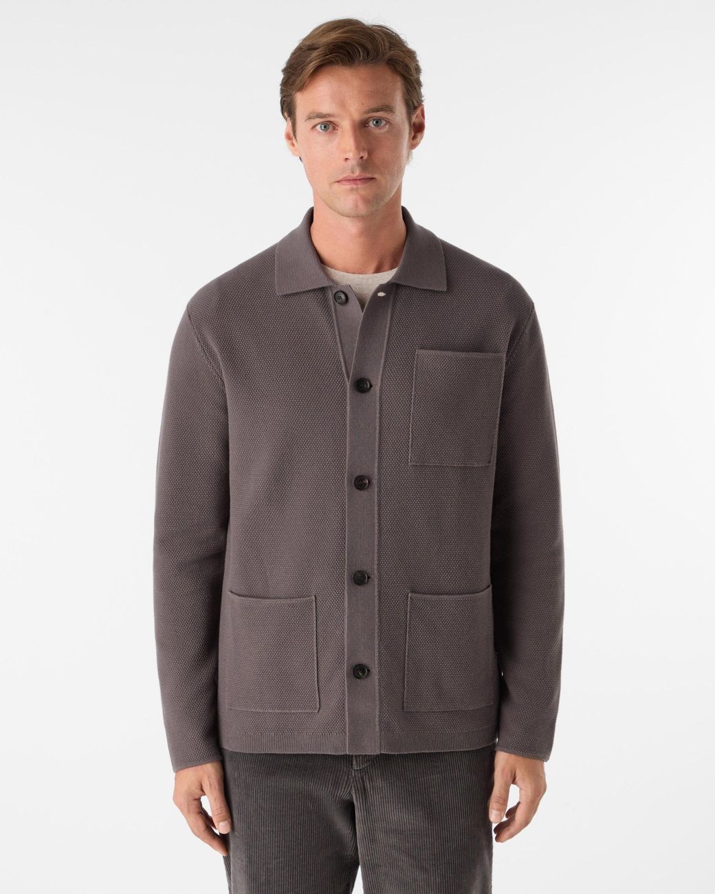 Oliver Sweeney Gray Kingsbridge Combed Cotton Overshirt for men