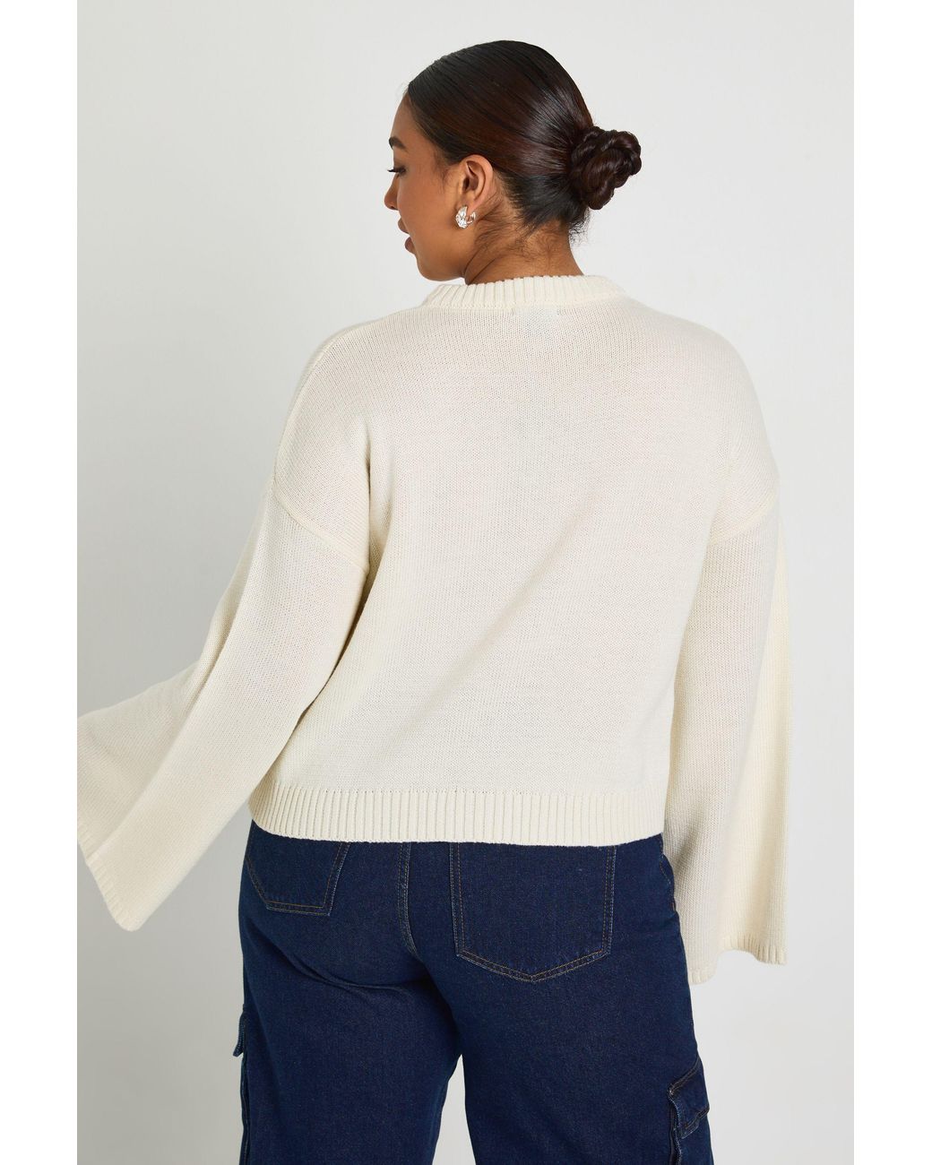 Boohoo White Plus Crew Neck Knit Jumper