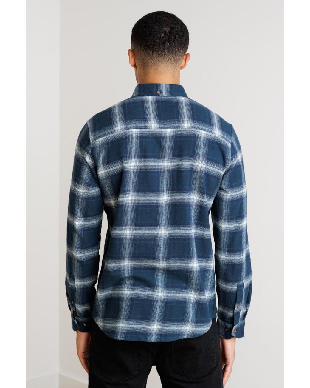 Tokyo Laundry Blue Button-Down Check Shirt for men