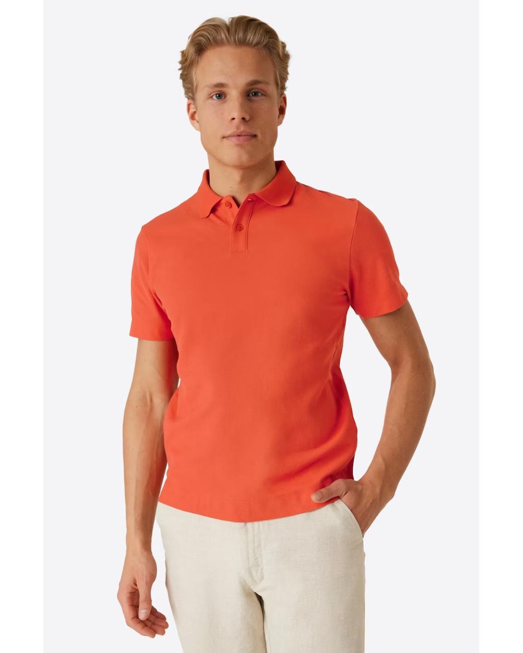 Secret Label Red Cotton Pique Polo Shirt for men